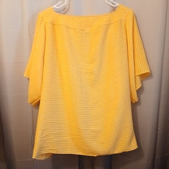 Nwt Square neck Trapeze Blouse womens Plus 1X Sunny yellow stripe Short sleeve - Picture 5 of 7